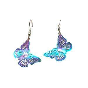 Butterfly Dangle Earrings in Iridescent Colour